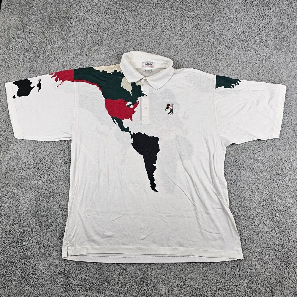 Vintage Titleist Corbin Shirt Mens 2XL White Mickey Mouse World Map Embroidered